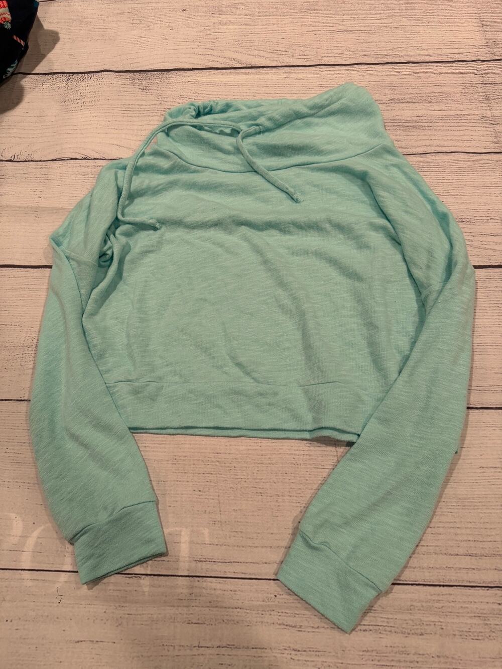 Sugar High Cropped Adjustable Cowl Neck Long Sleeve Top Size M